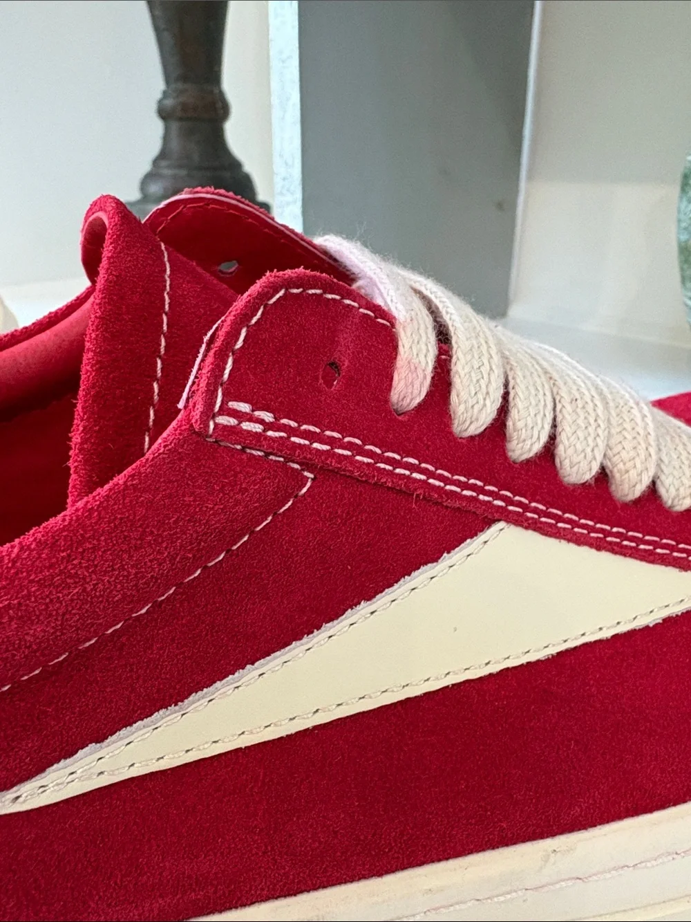 Rare Rick Owen’s Vintage Low Sneakers in Carnelian/Milk colorway